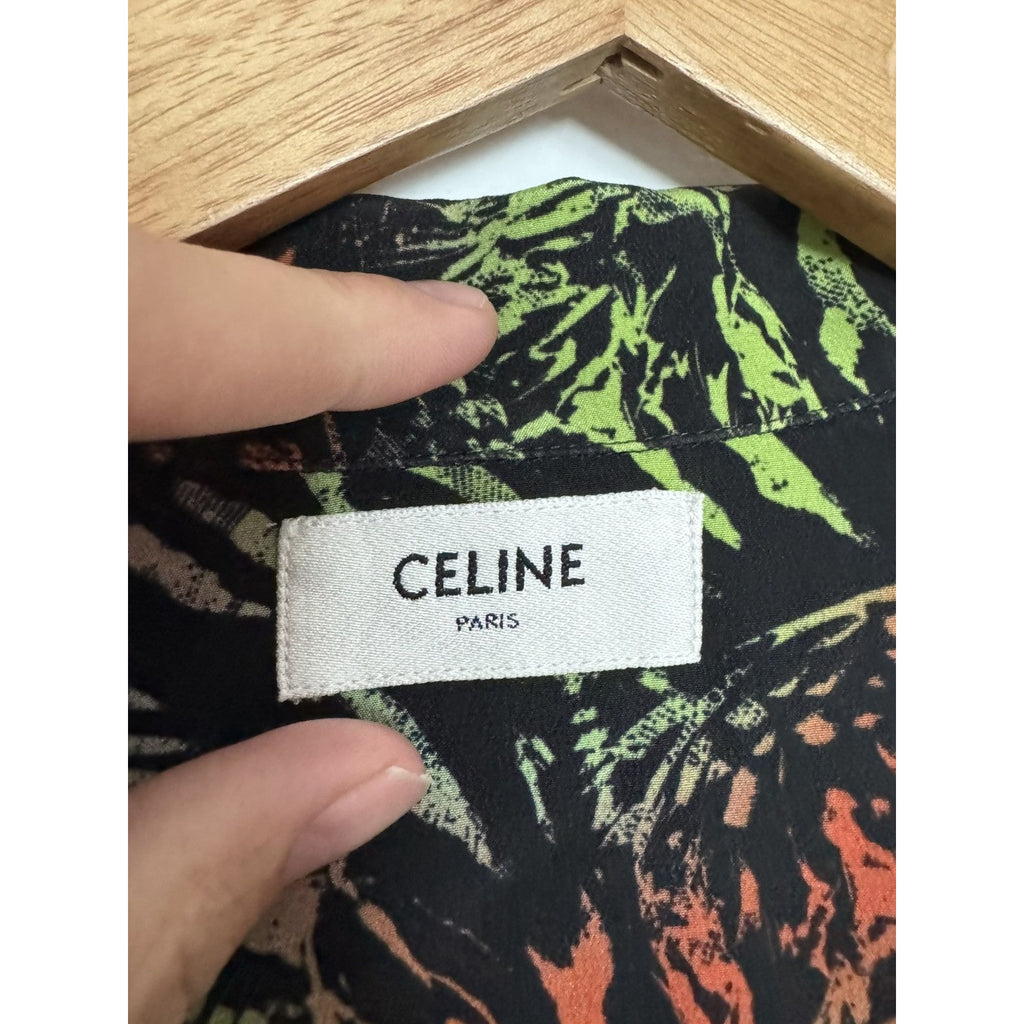 Celine Multi Color Silk Camp Animal Shirt 40 Hedi
