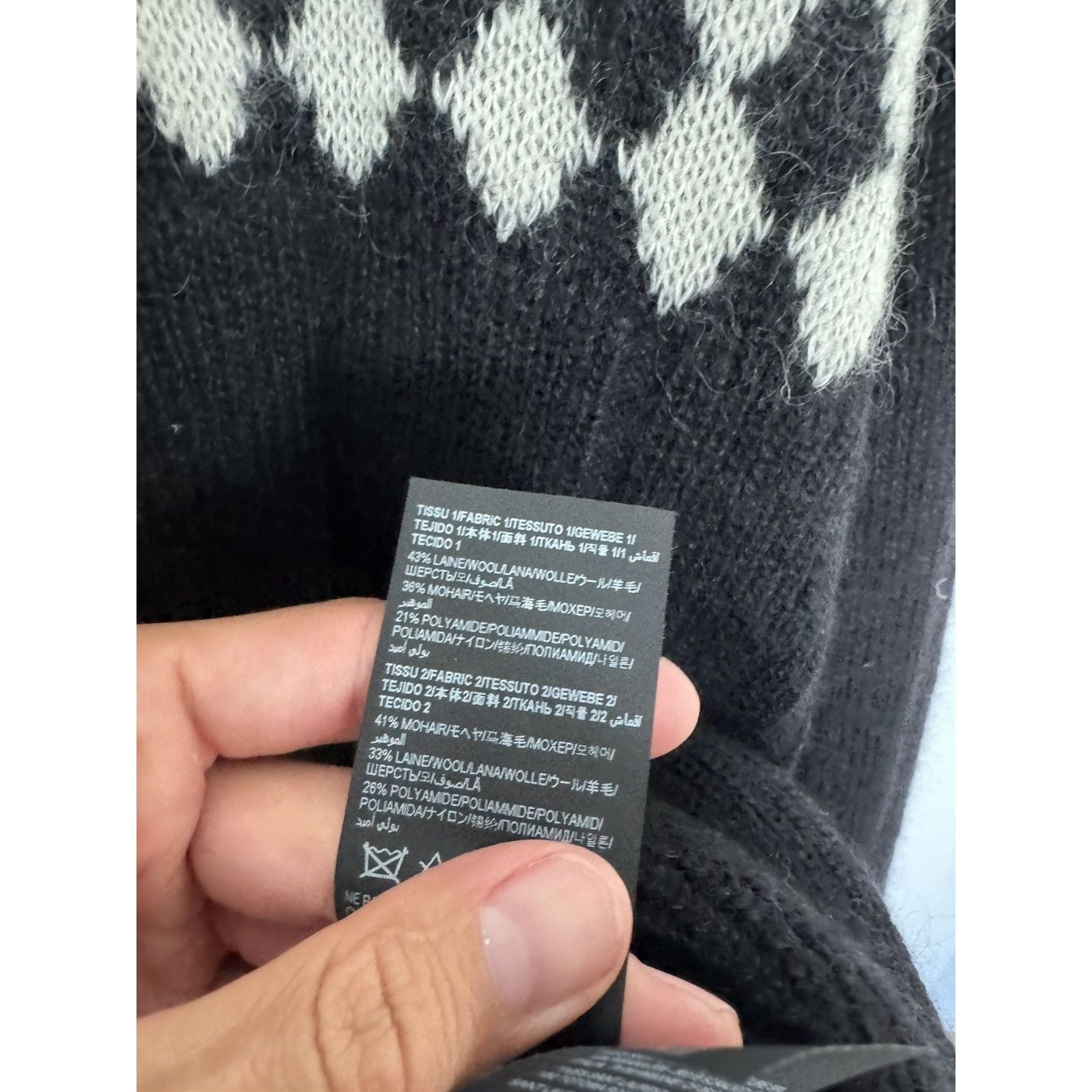 Saint Laurent New Mohair Checkered blend sweater XL