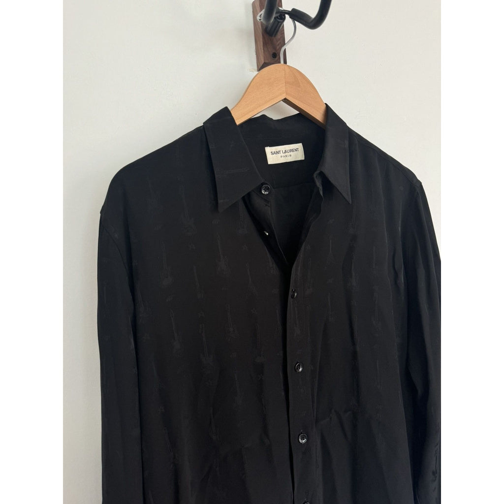 Saint Laurent Black Viscose Guitar Shirt Hedi FW15 42