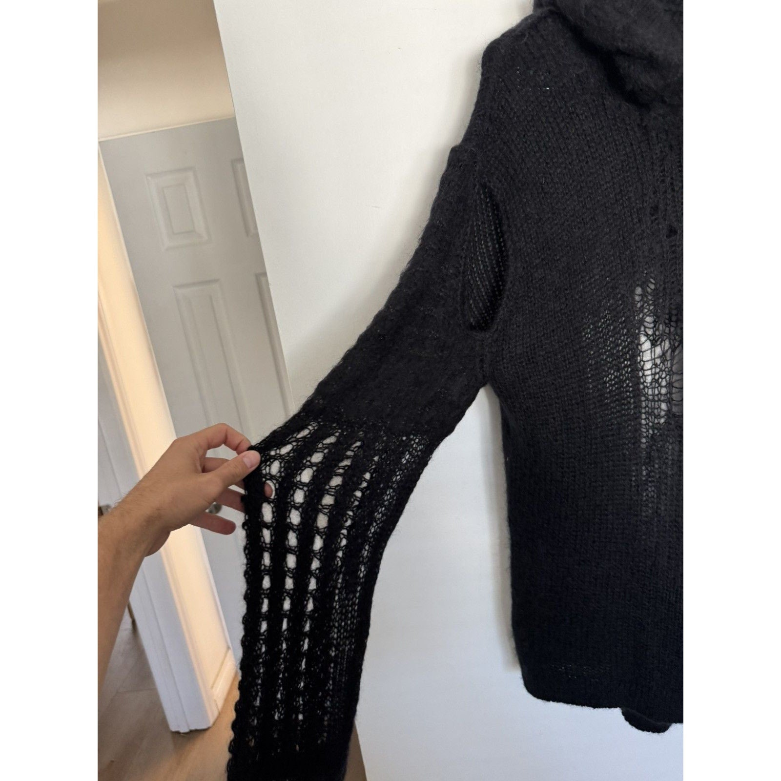 Rick Owens Mohair Fisherman Knit Hoodie XL