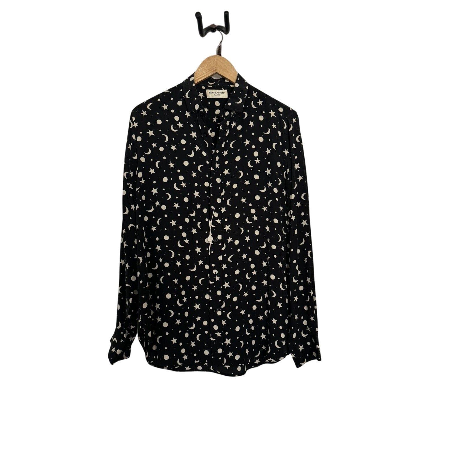 Saint Laurent Silk Hedi Moon and Stars shirt 39