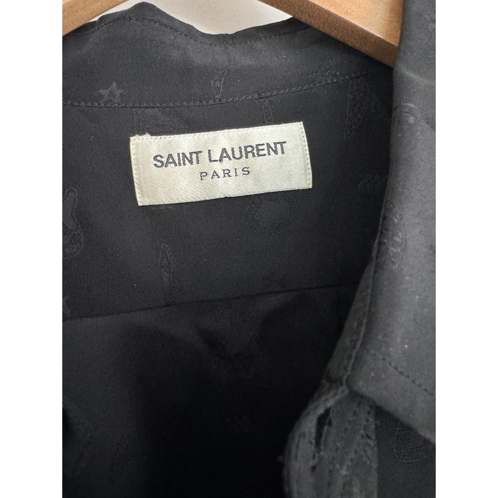 Saint Laurent Black Viscose Guitar Shirt Hedi FW15 42