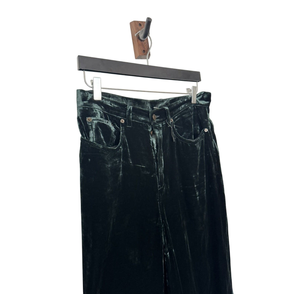 Saint Laurent Green Velour Highwaisted pants 31