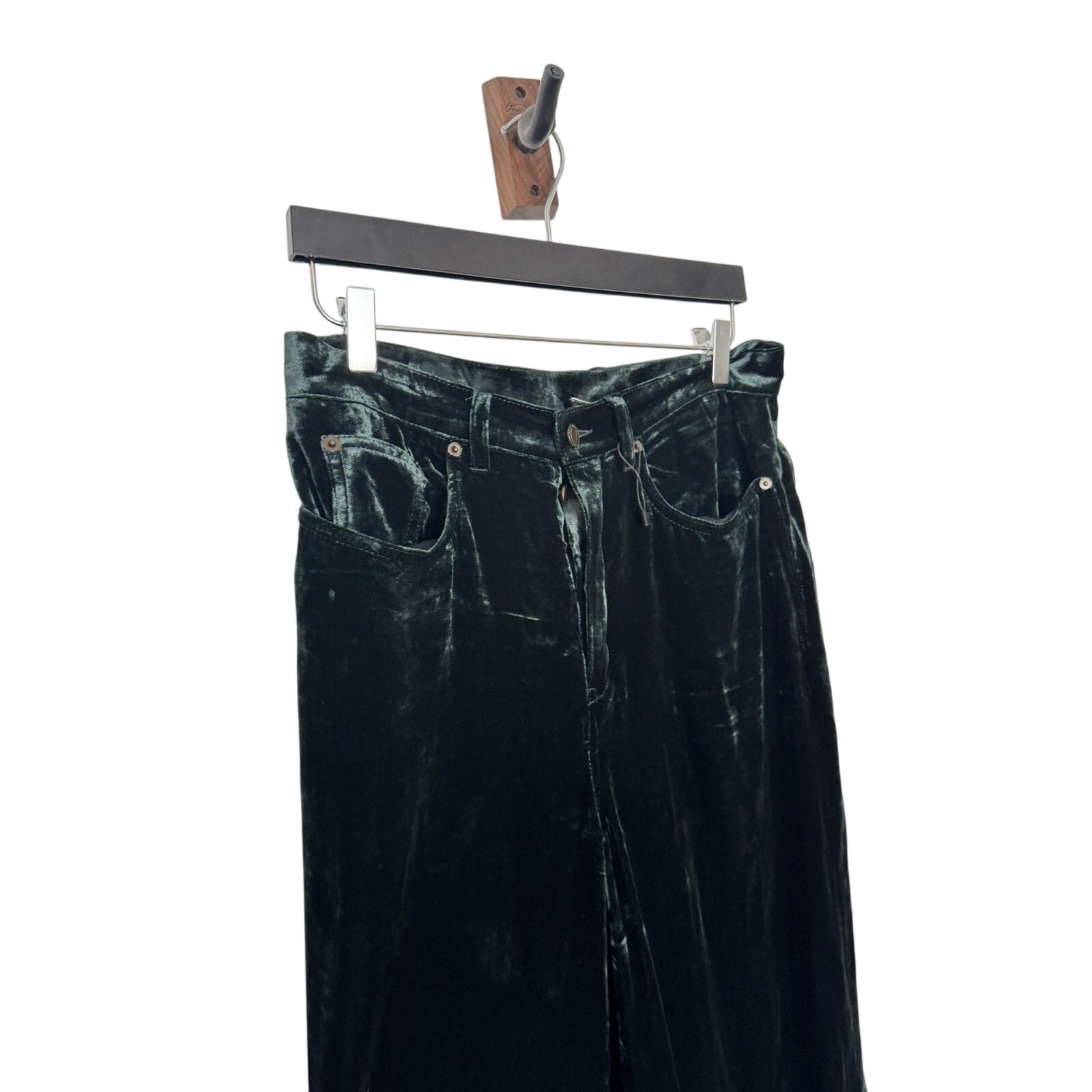 Saint Laurent Green Velour Highwaisted pants 31