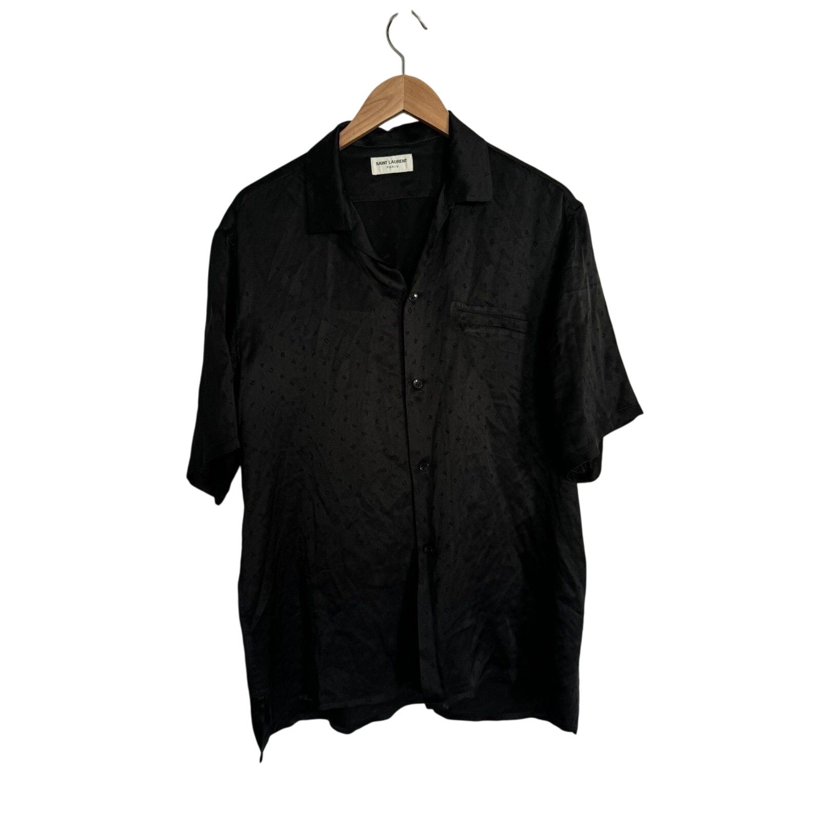 Saint Laurent Silk Logo Camp Shirt 42