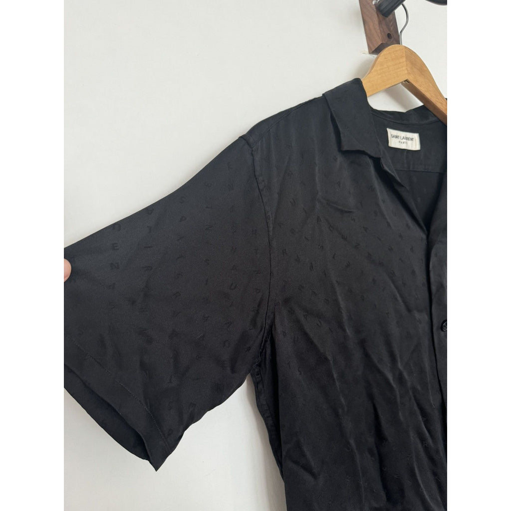 Saint Laurent Silk Jacquard Logo Shirt 38