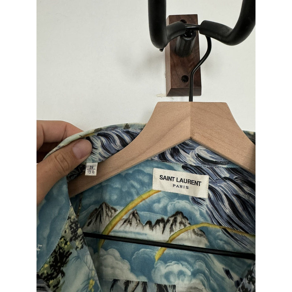 Saint Laurent SS16 39 Hawaiian shirt raw hem