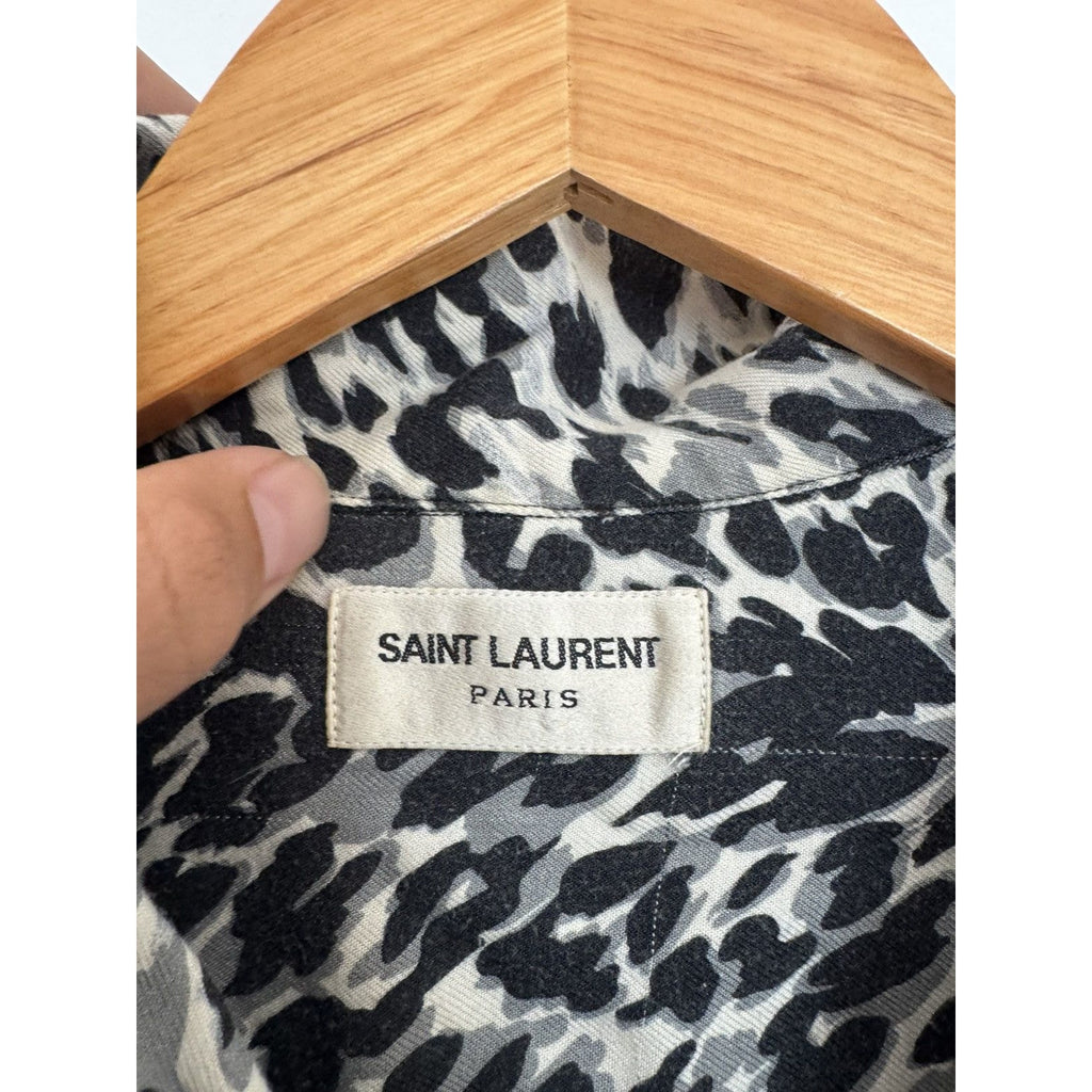 Saint Laurent Viscose SS16 Babycat Camp Shirt 39