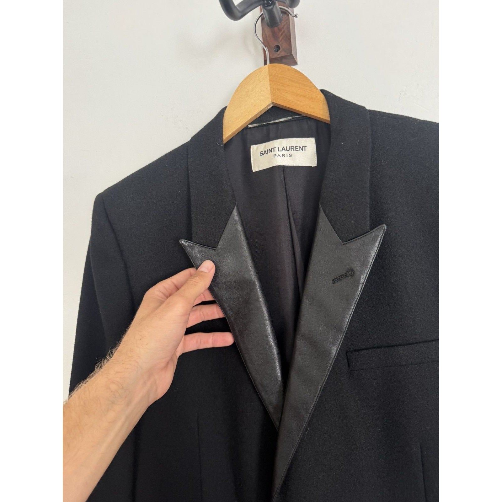 Saint Laurent FW13 Leather Lapel Chesterfield coat 54