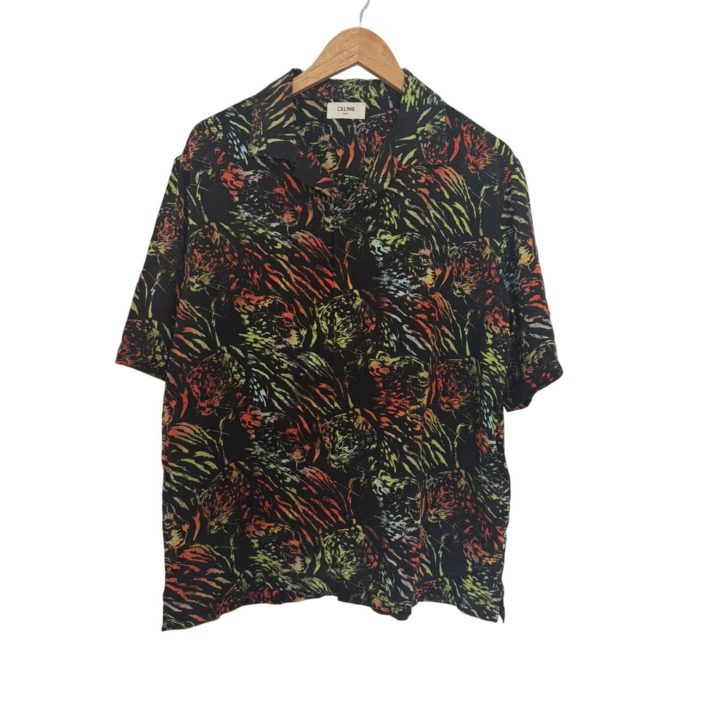 Celine Multi Color Silk Camp Animal Shirt 40 Hedi