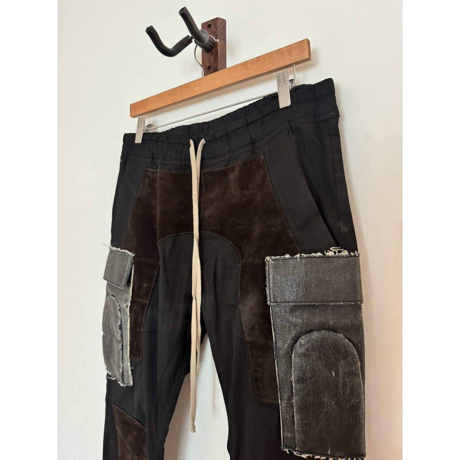 Rick Owens Suede paneled larry cargo pants 52