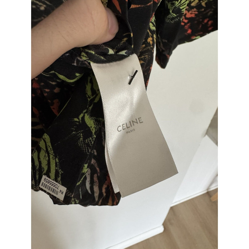 Celine Multi Color Silk Camp Animal Shirt 40 Hedi