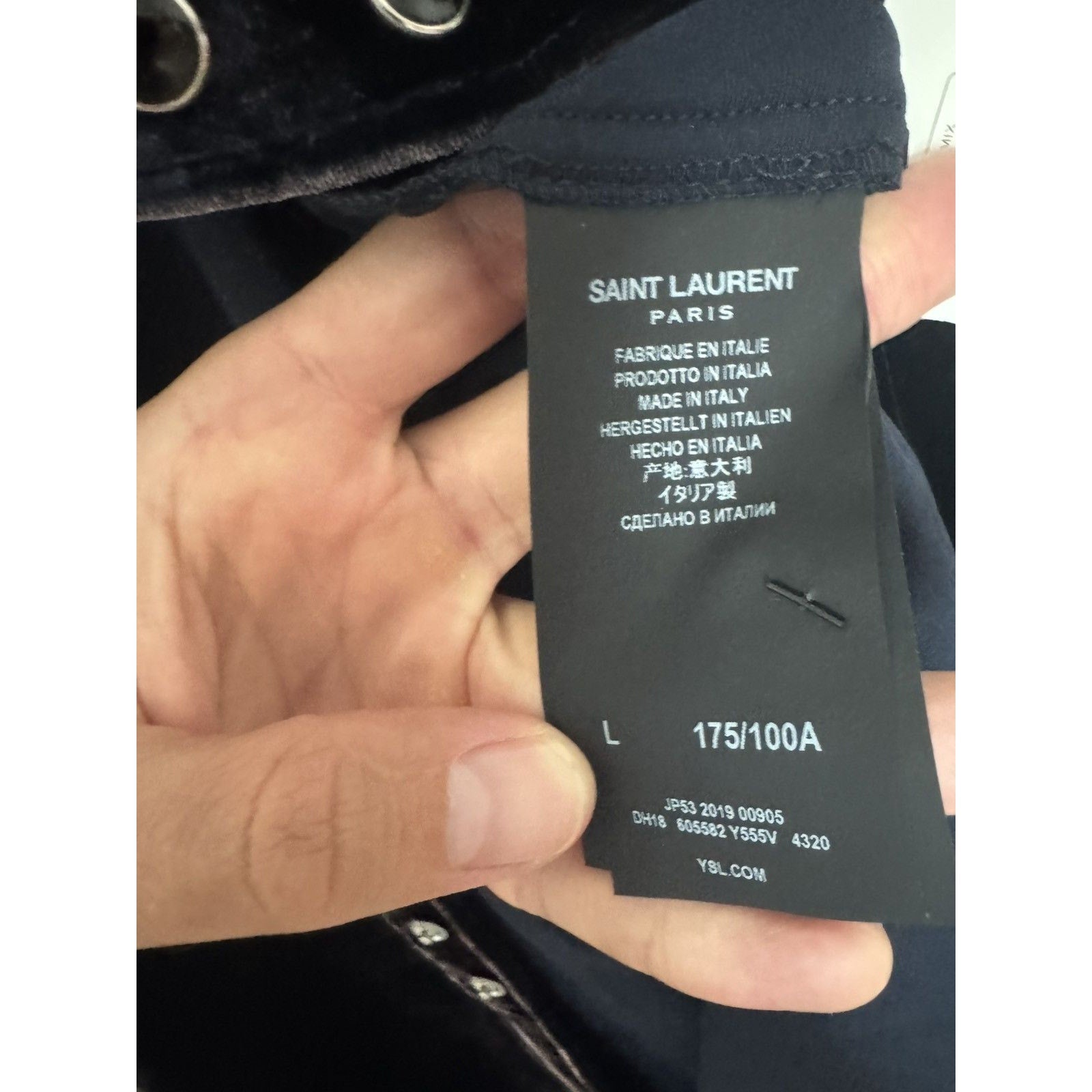 Saint Laurent Bleached Velour indigo shirt large