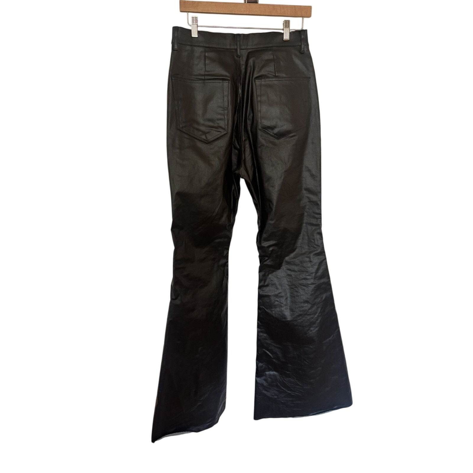 Rick Owens Black Waxed Bolan Flares Hollywood