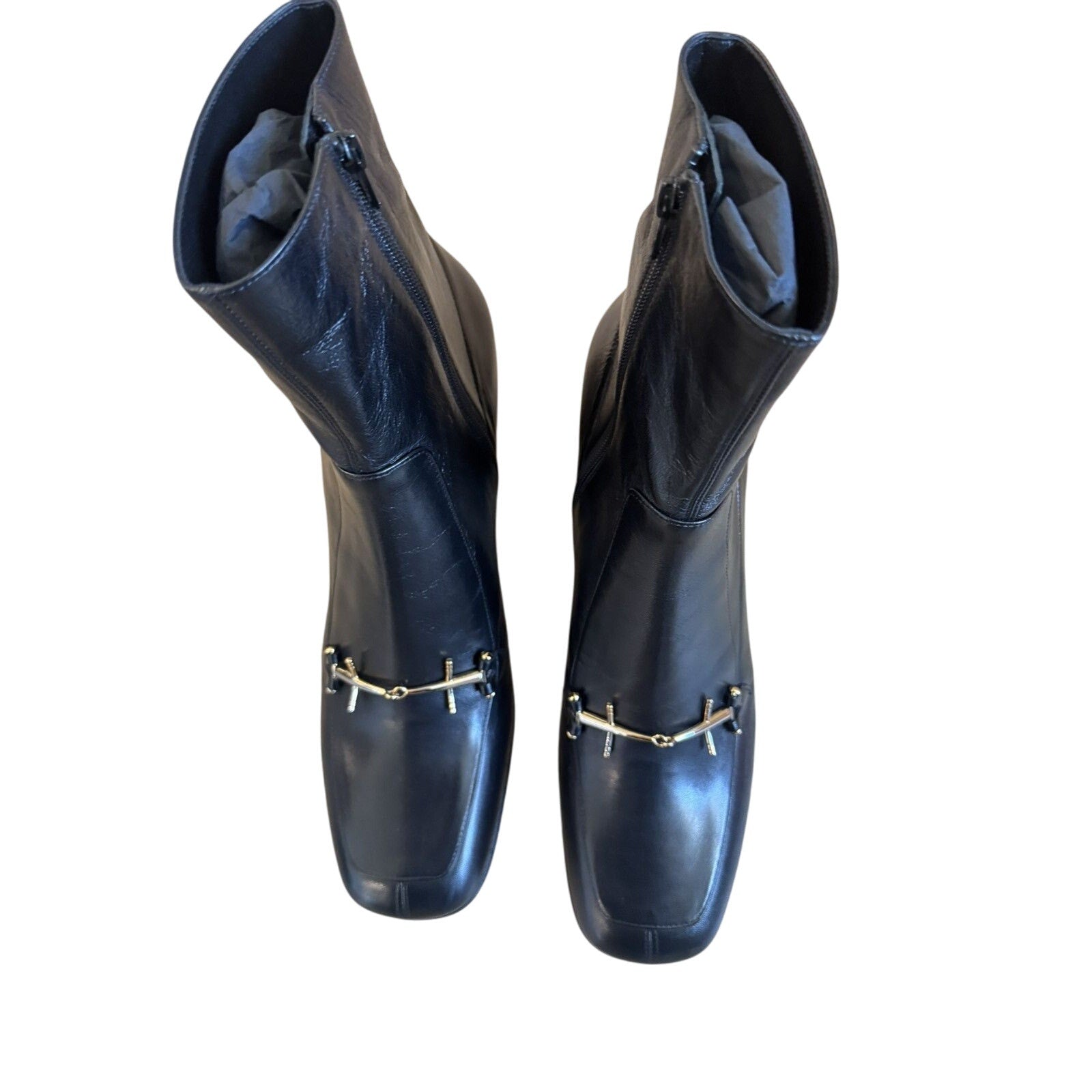 Saint Laurent New Beau 75 Horsebit Leather Boots 44