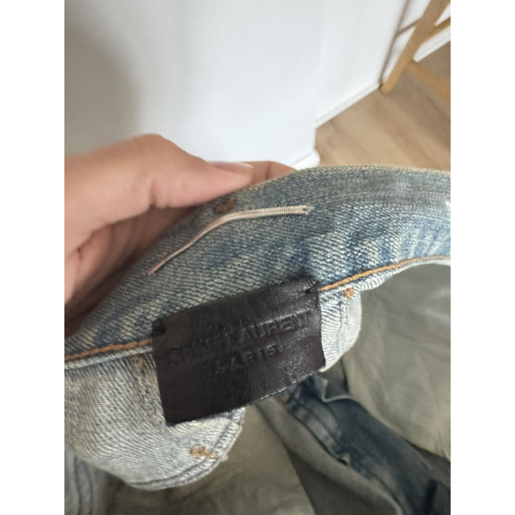 Saint Laurent Hedi Knee slit denim 34