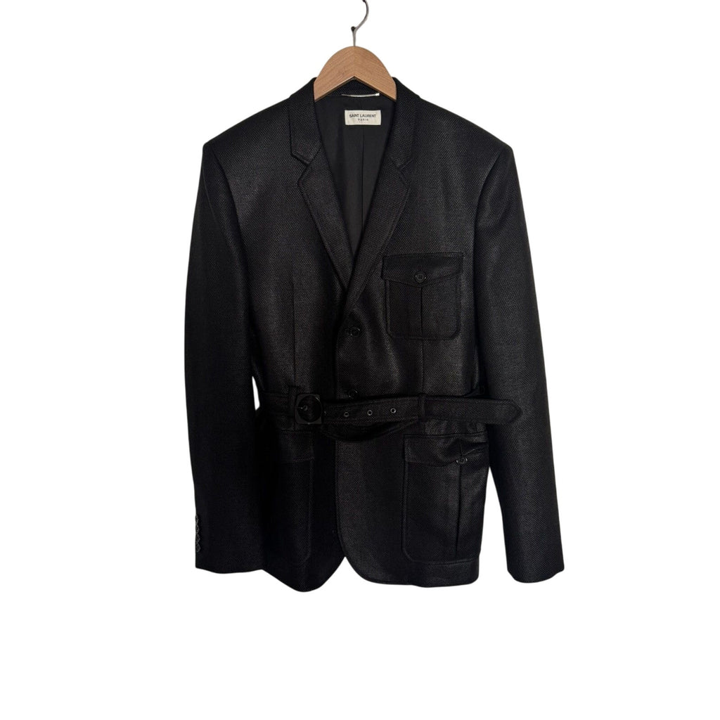 Saint Laurent Waxed Belted Blazer 52