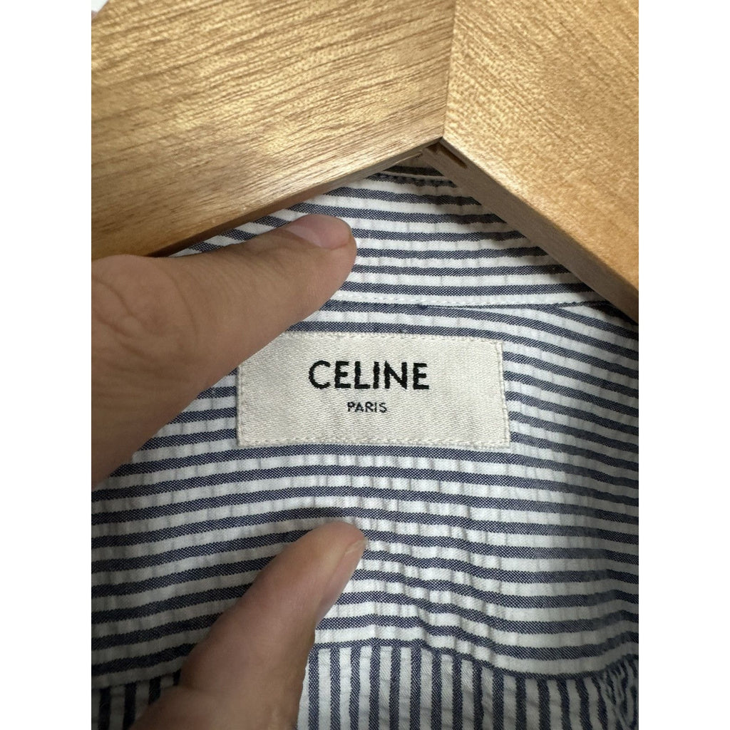 Celine Searsucker crinkled drugstore shirt 40