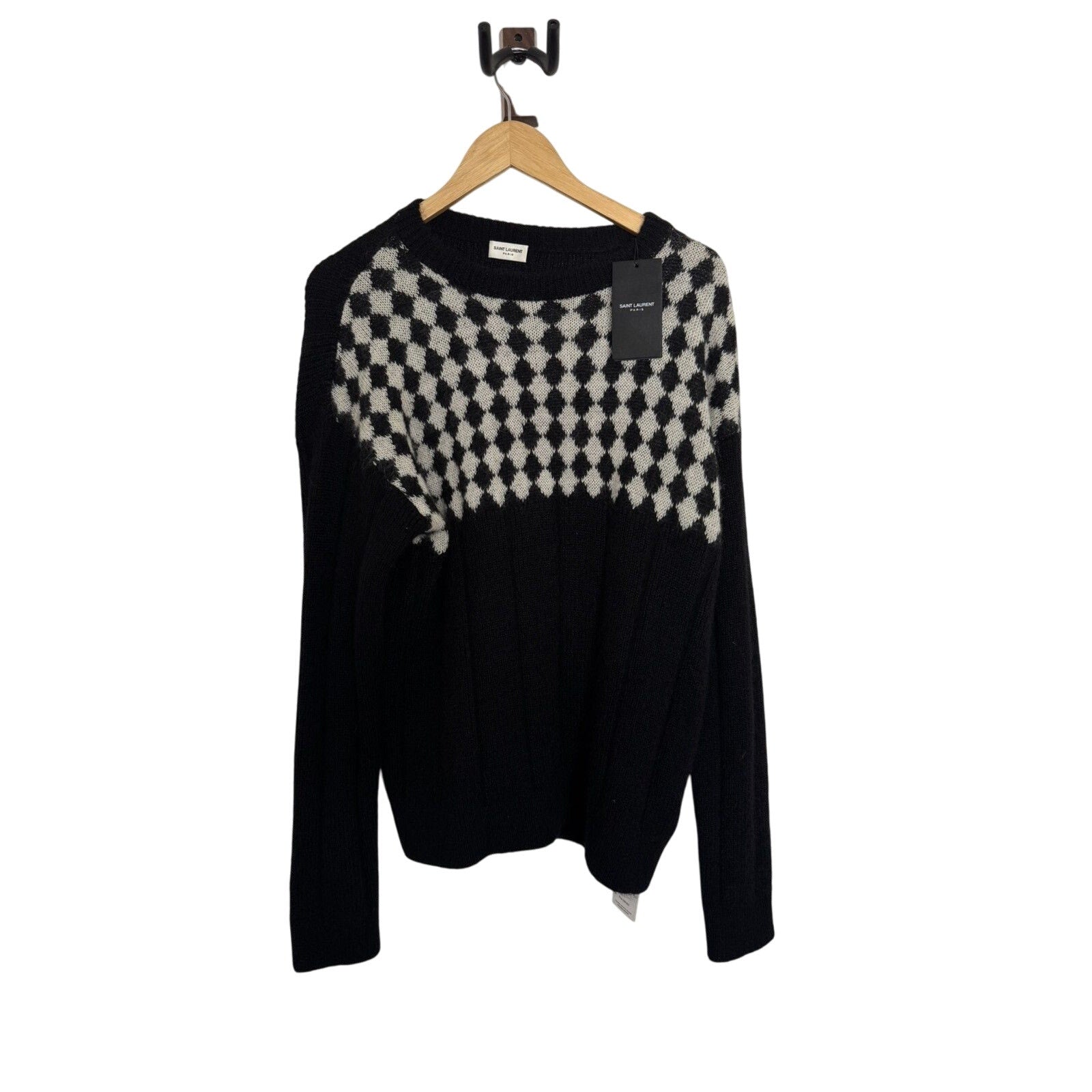 Saint Laurent New Mohair Checkered blend sweater XL