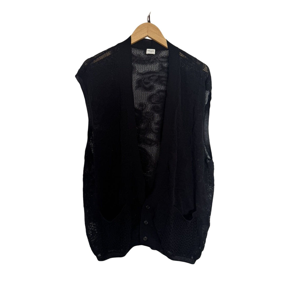 Saint Laurent Sheer Floral Laced Vest L