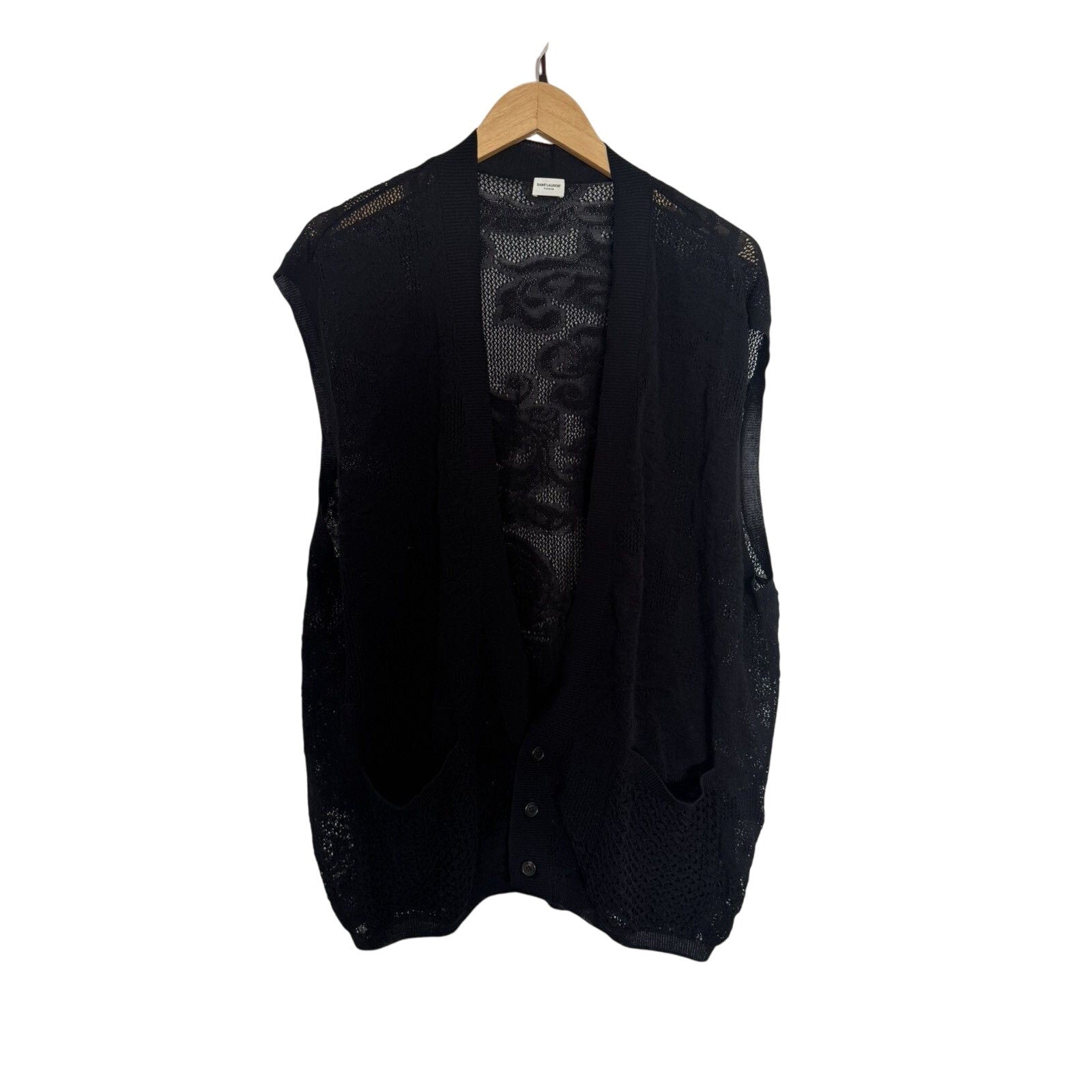 Saint Laurent Sheer Floral Laced Vest L