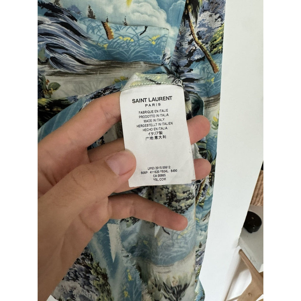Saint Laurent SS16 39 Hawaiian shirt raw hem