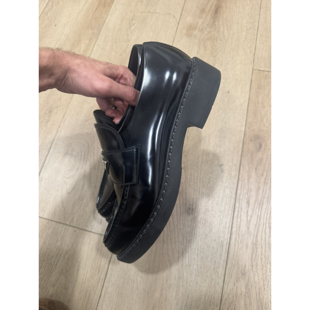 Prada Triangle logo pointed loafers 11