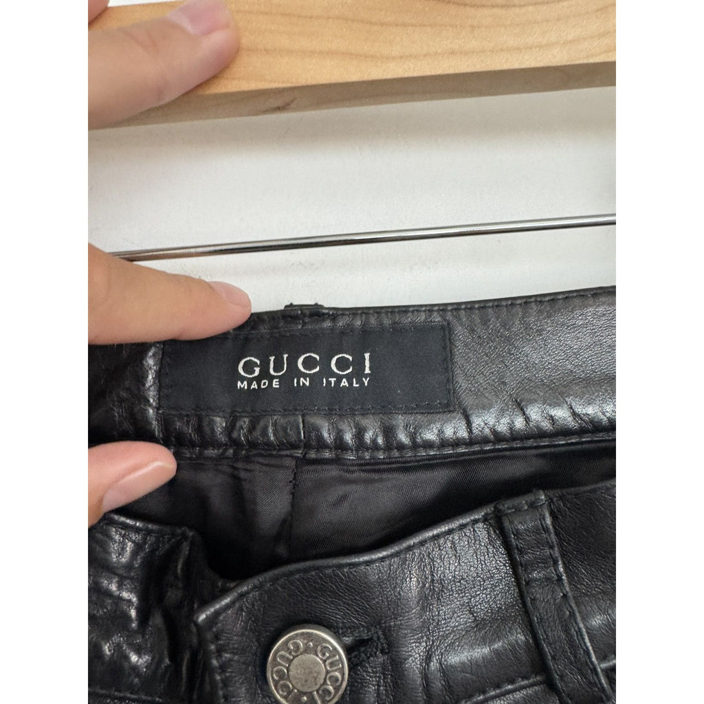 Gucci Vintage Lamb Straight Leg Leather pants 48