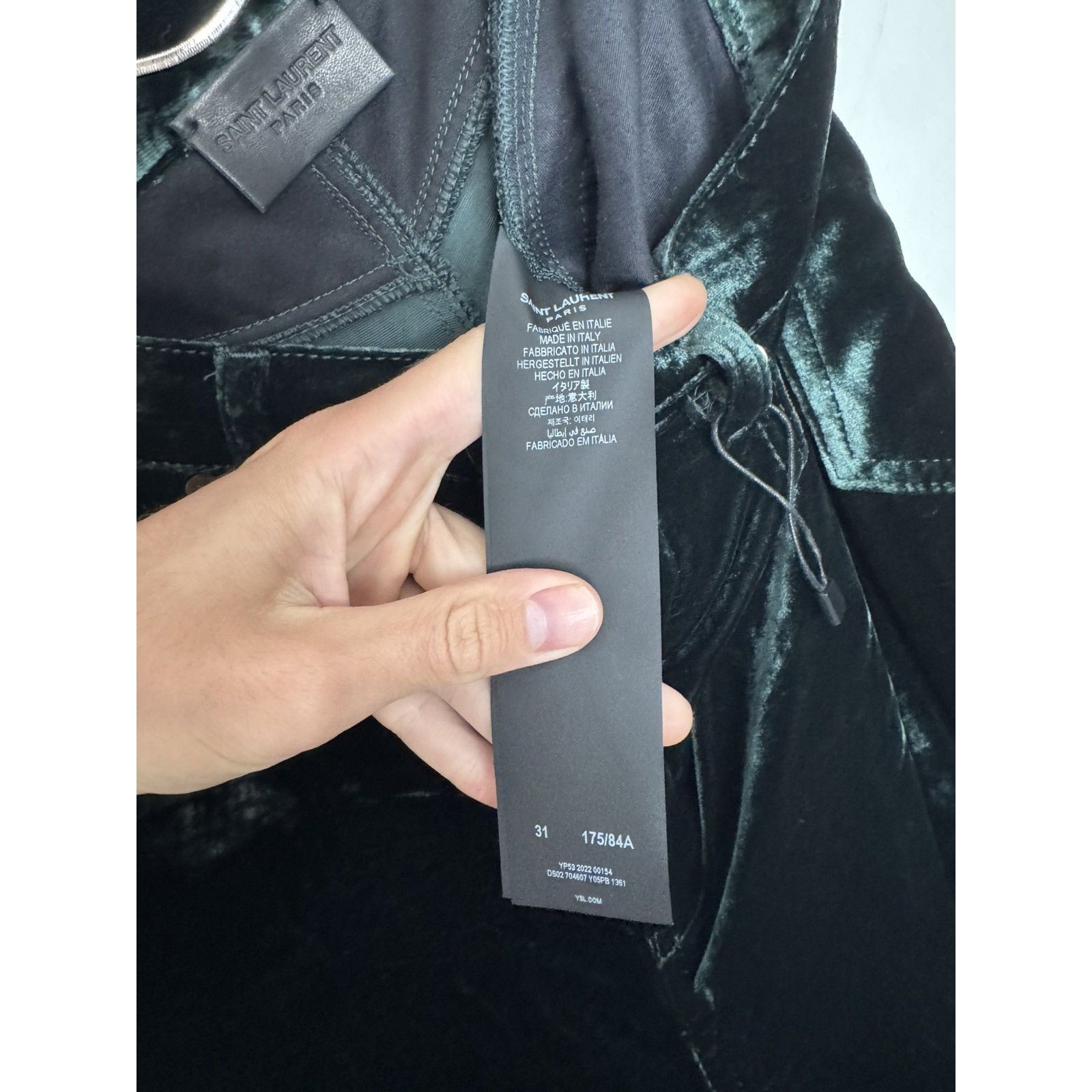 Saint Laurent Green Velour Highwaisted pants 31