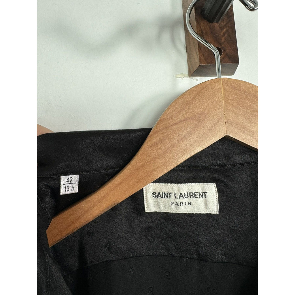 Saint Laurent Silk Logo Camp Shirt 42
