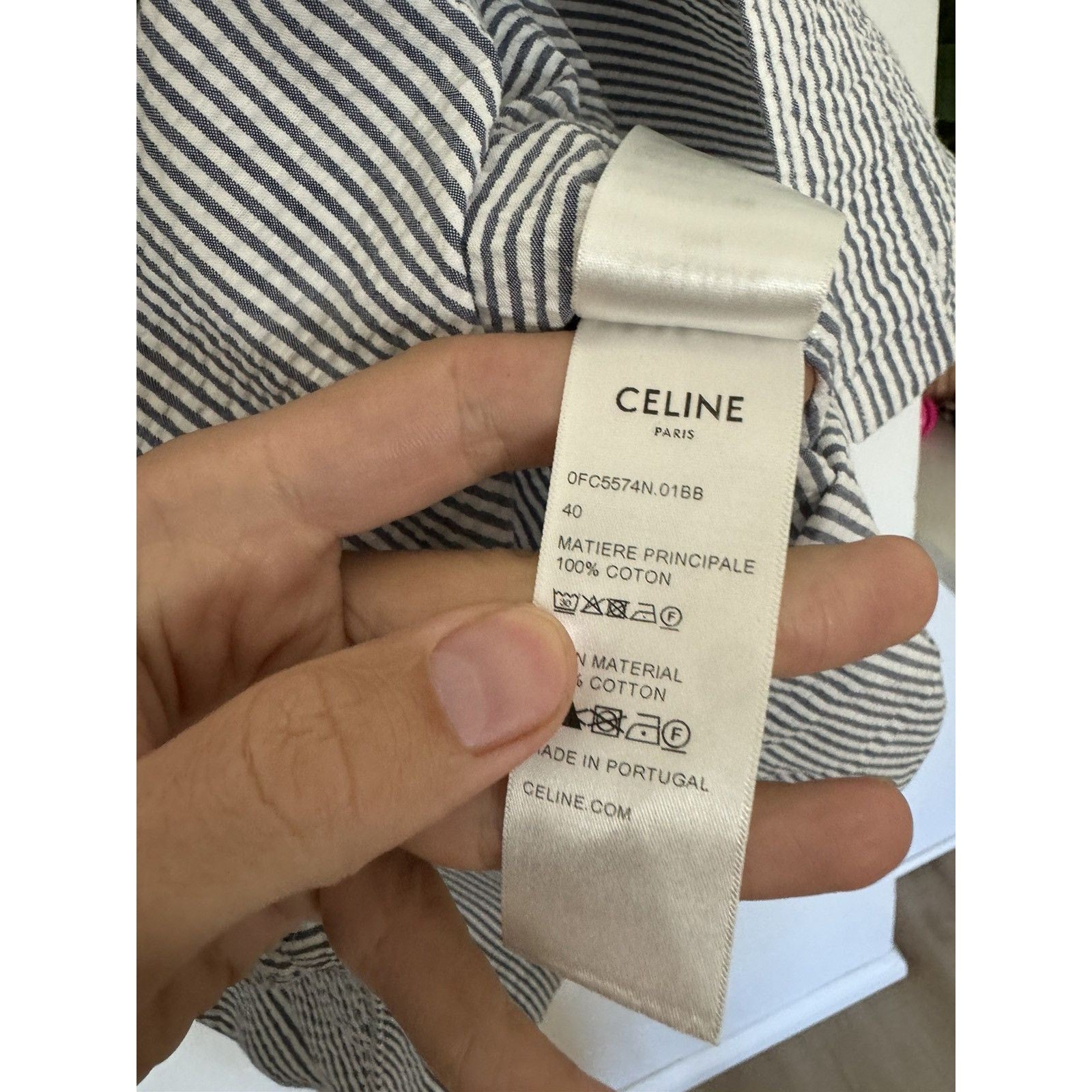 Celine Searsucker crinkled drugstore shirt 40
