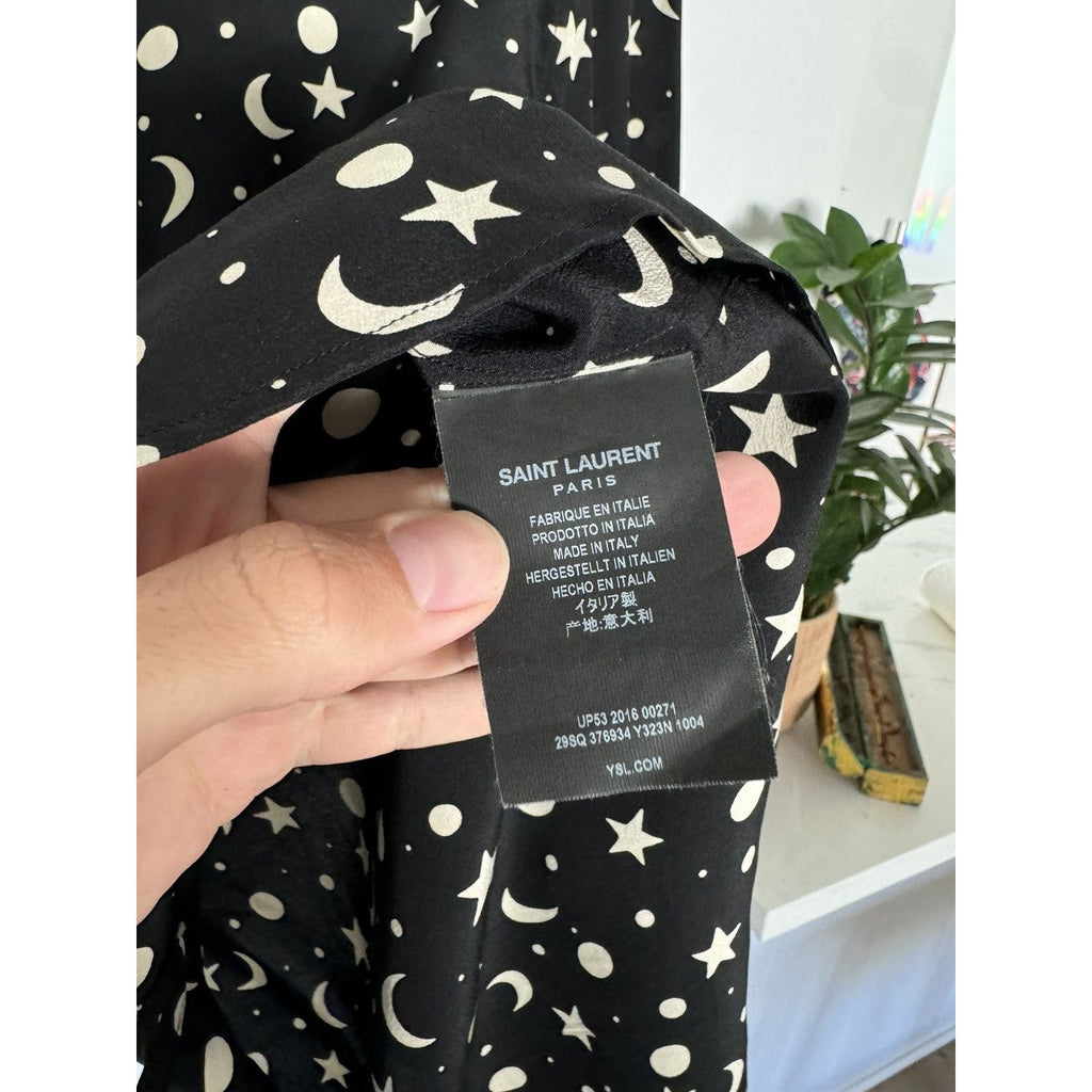 Saint Laurent Silk Hedi Moon and Stars shirt 39