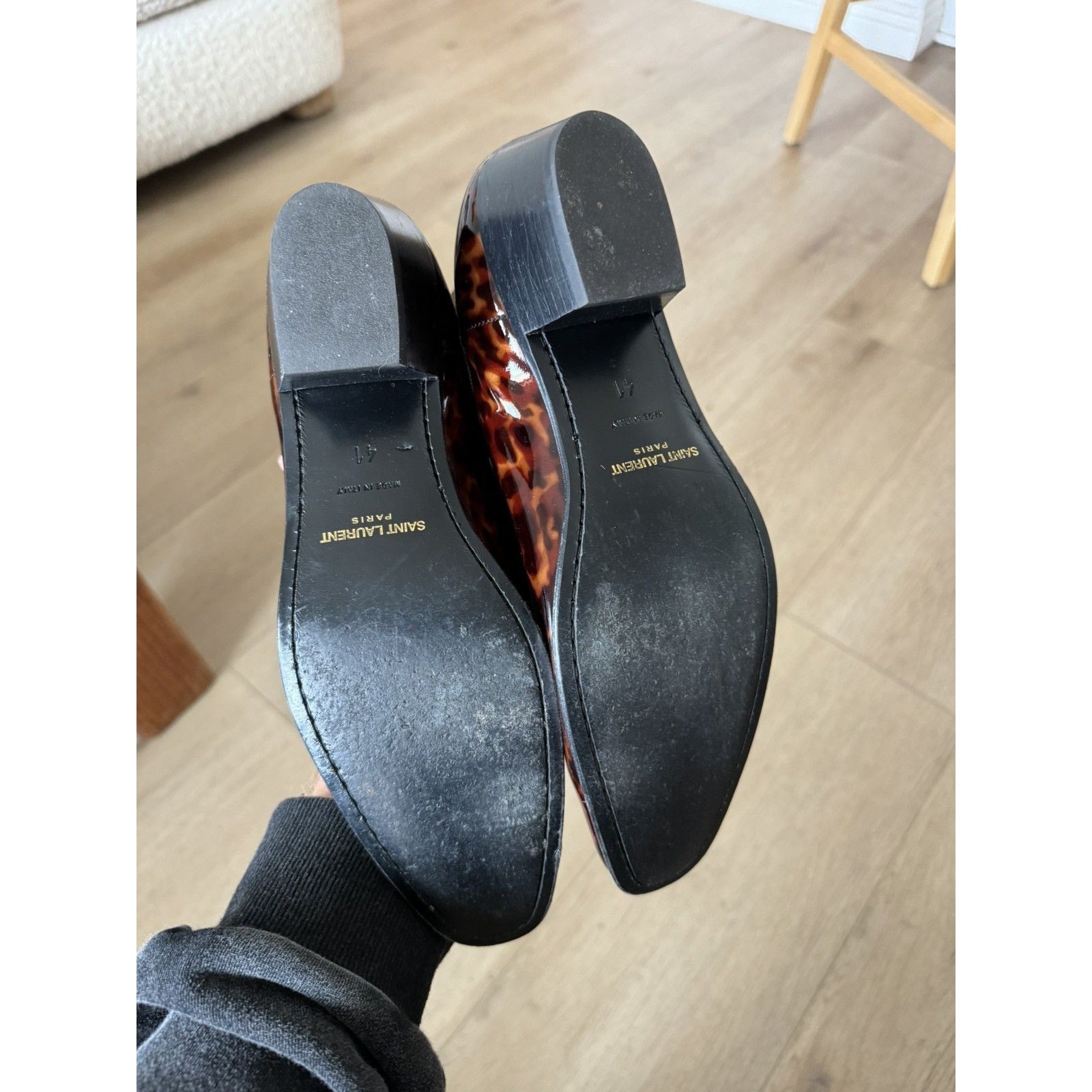 Saint Laurent Patent Tortoise Chelsea 41