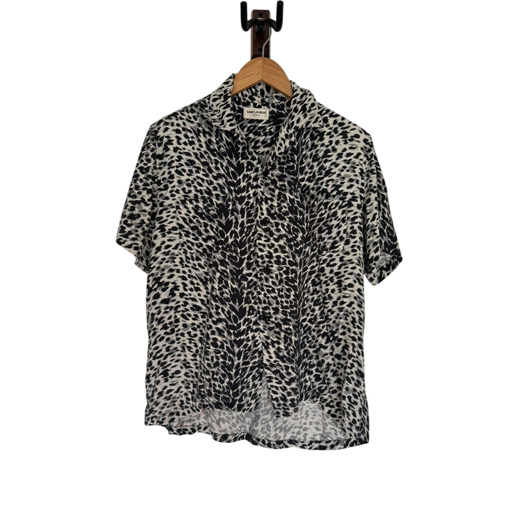 Saint Laurent Viscose SS16 Babycat Camp Shirt 39