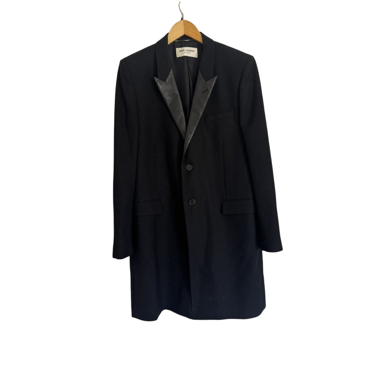 Saint Laurent FW13 Leather Lapel Chesterfield coat 54