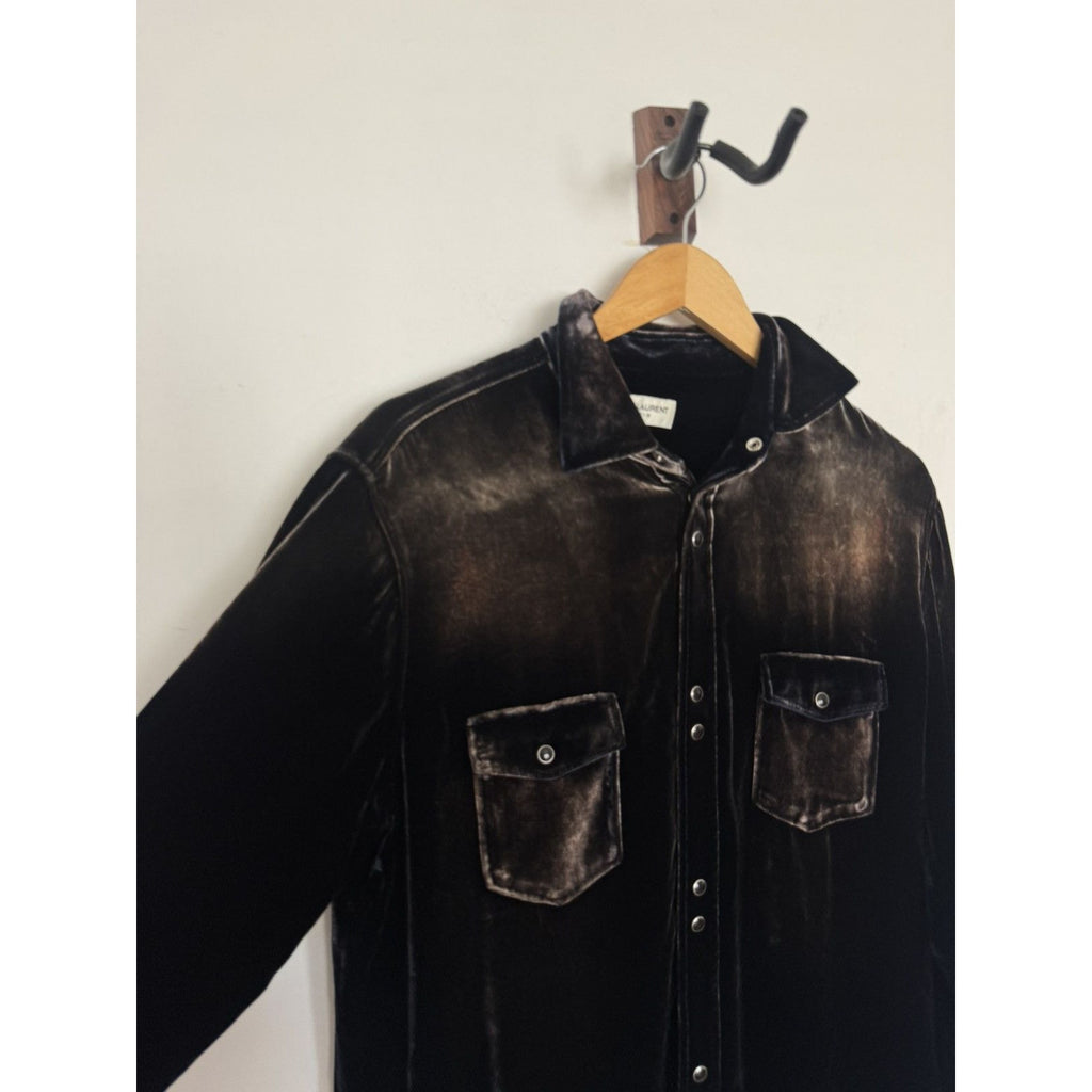Saint Laurent Bleached Velour indigo shirt large