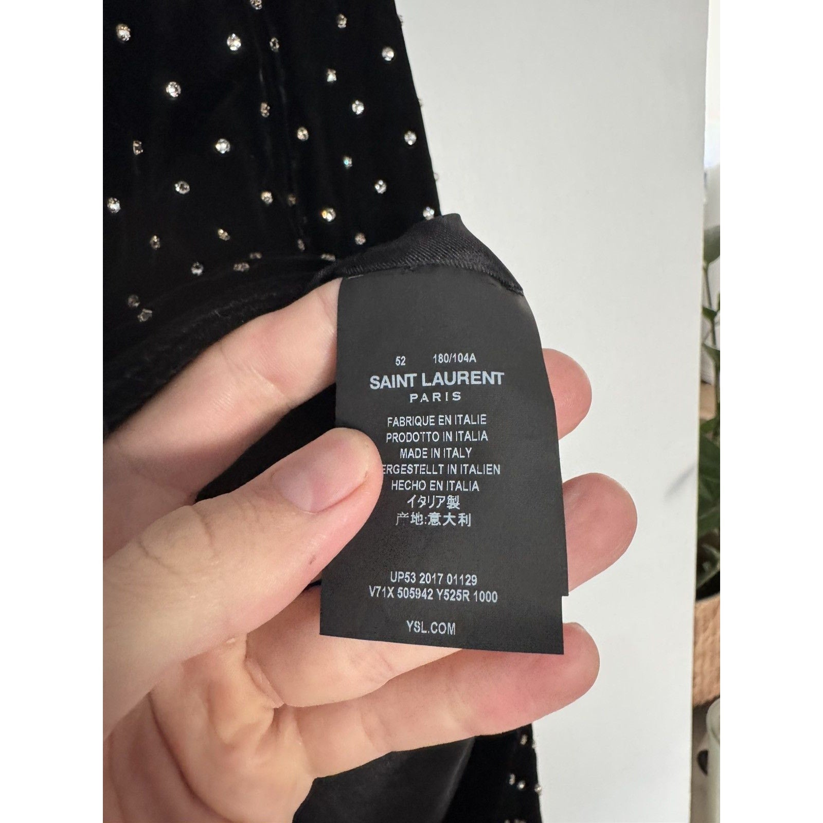 Saint Laurent Crystal Studded Velour Bomber 52