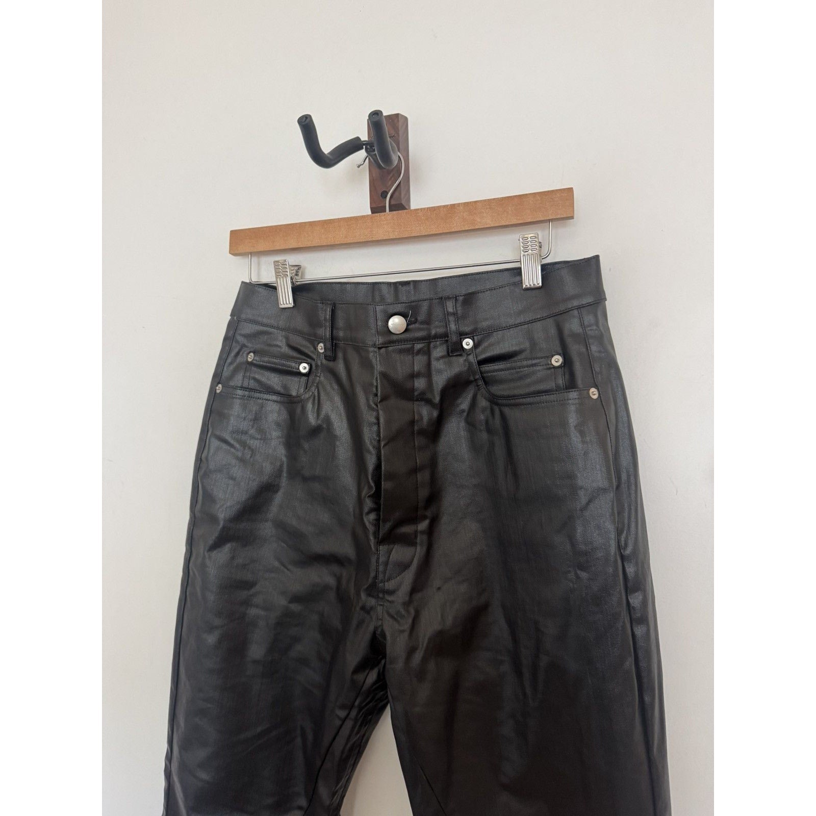 Rick Owens Black Waxed Bolan Flares Hollywood