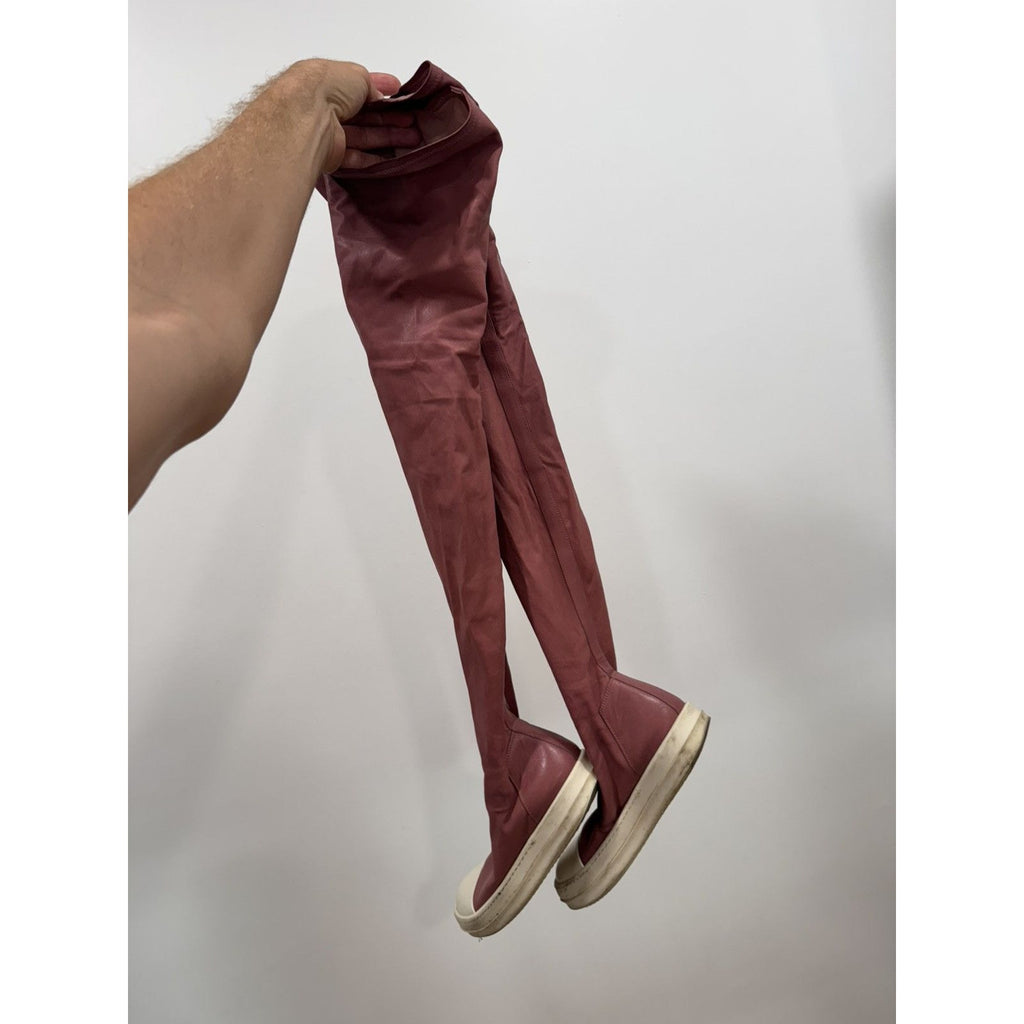 Pink Leather Knee High Sock Ramones 40