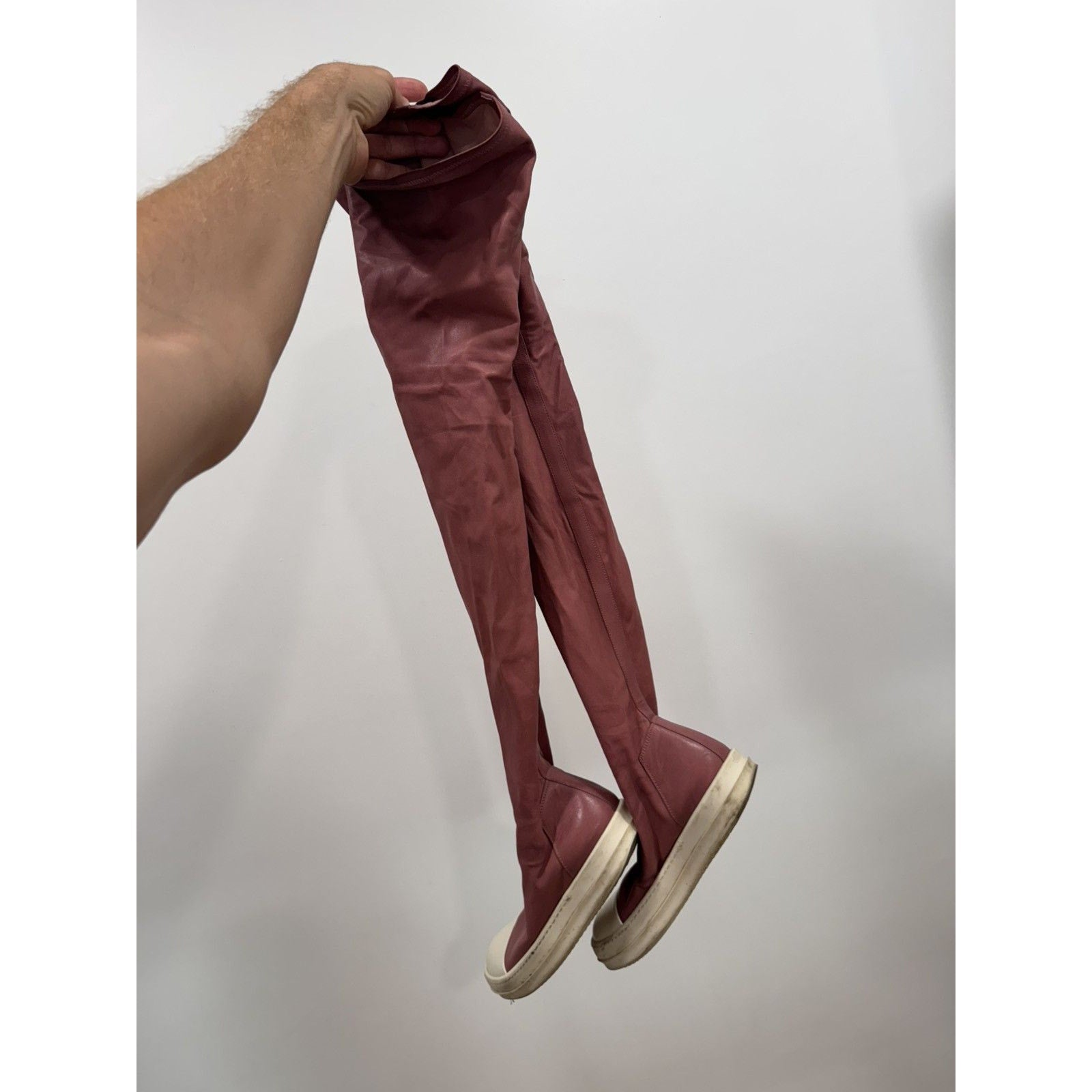 Pink Leather Knee High Sock Ramones 40