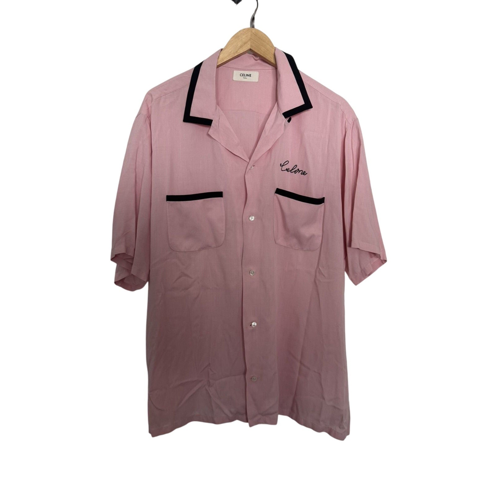 Celine Blush Pink Bowling Shirt Viscose 42