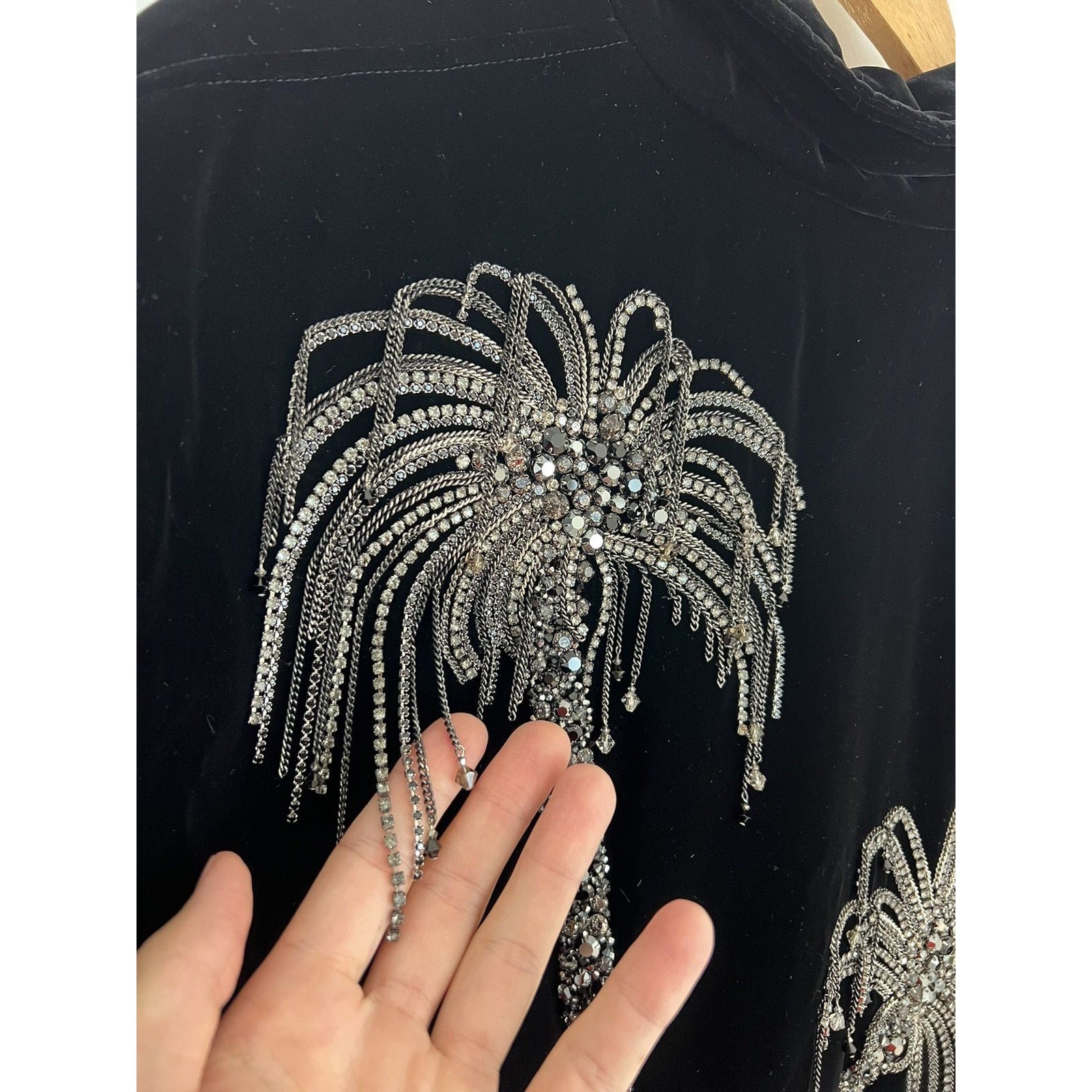 Saint Laurent Palm Tree Chain Sequins Velour embellished jacket 52