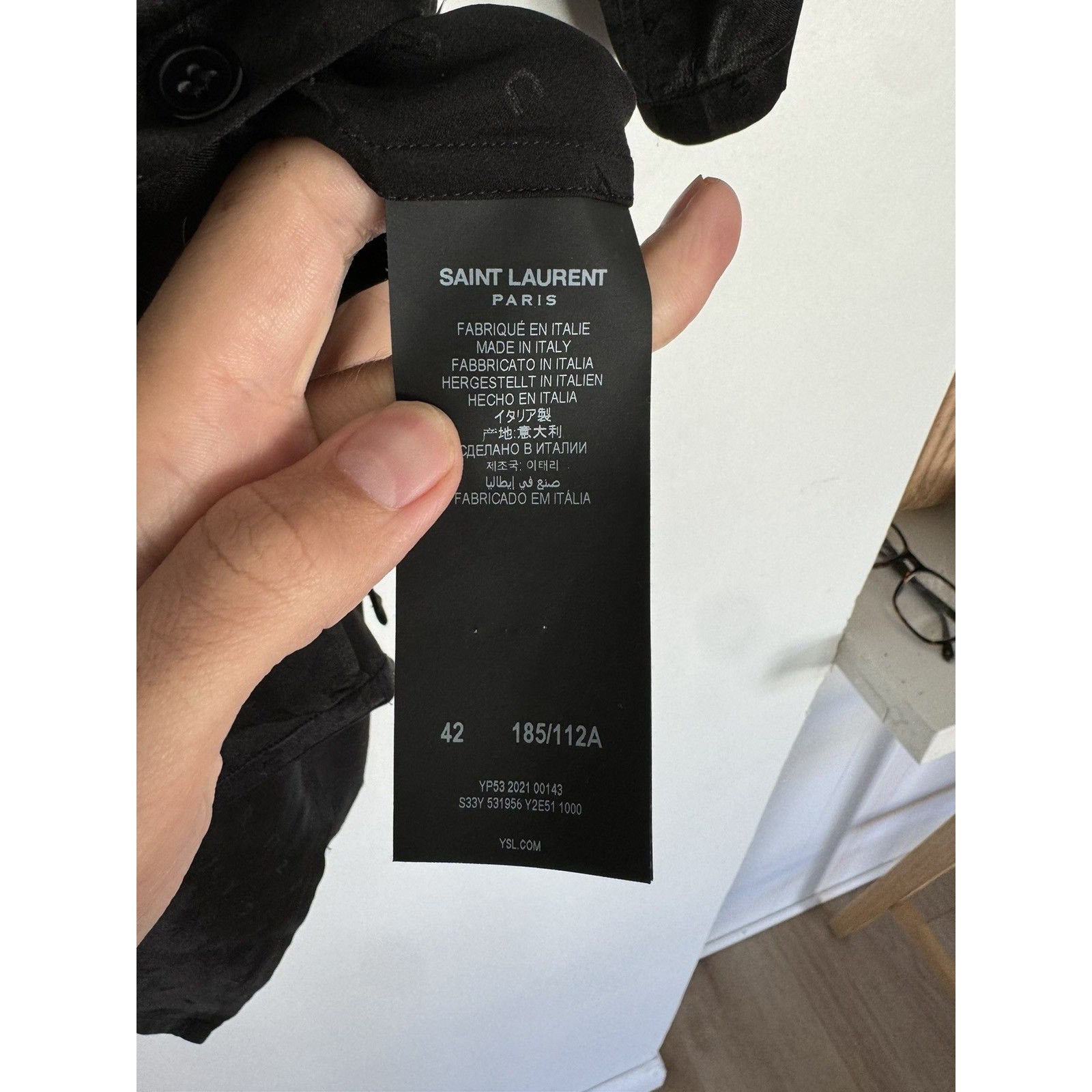 Saint Laurent Silk Logo Camp Shirt 42