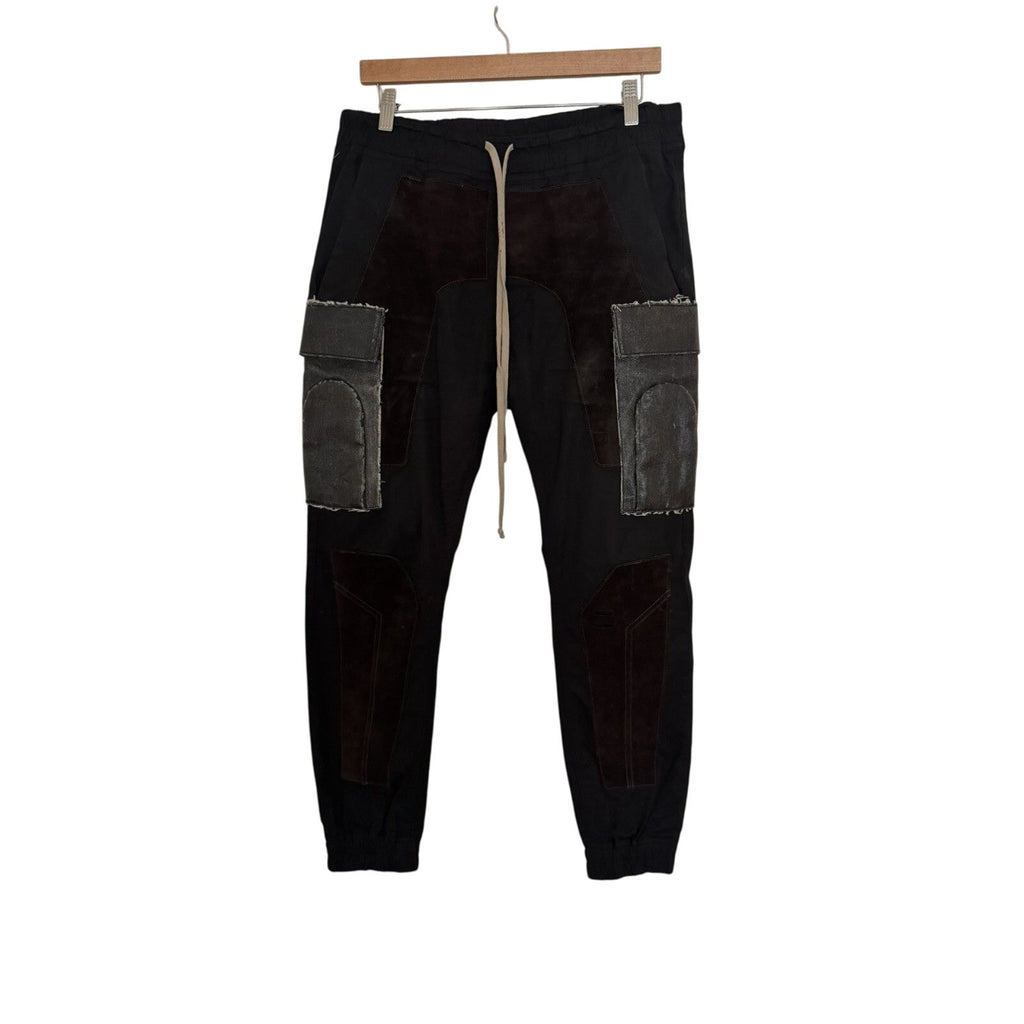 Rick Owens Suede paneled larry cargo pants 52