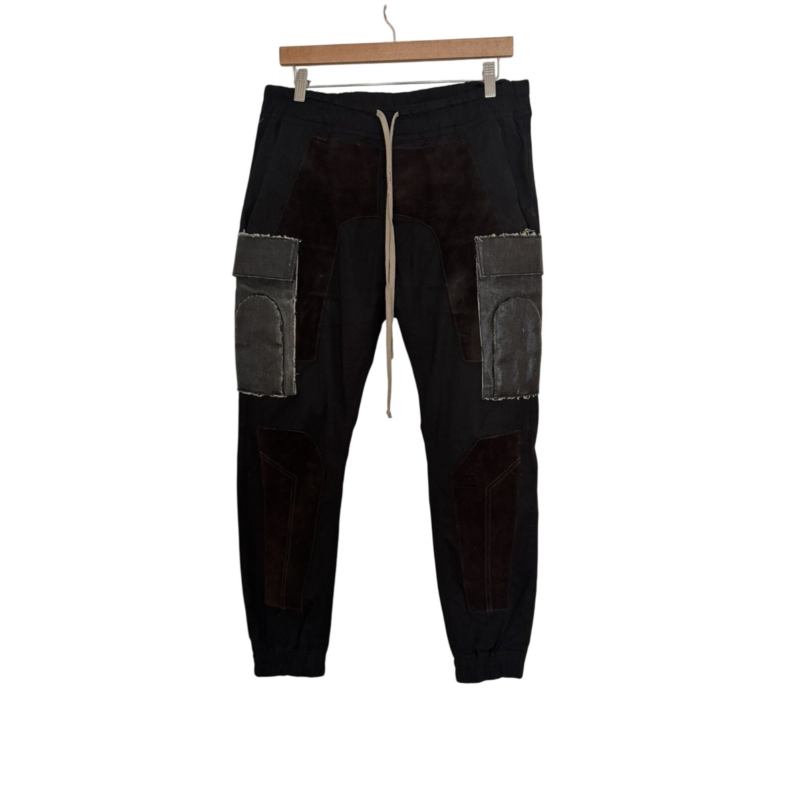 Rick Owens Suede paneled larry cargo pants 52