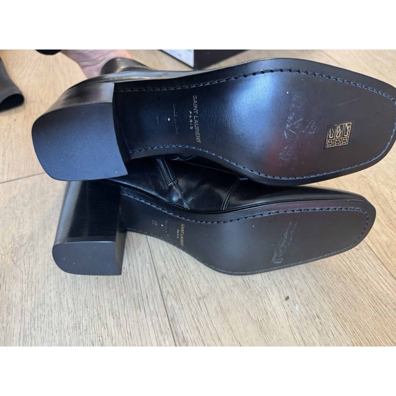 Saint Laurent New Beau 75 Horsebit Leather Boots 44