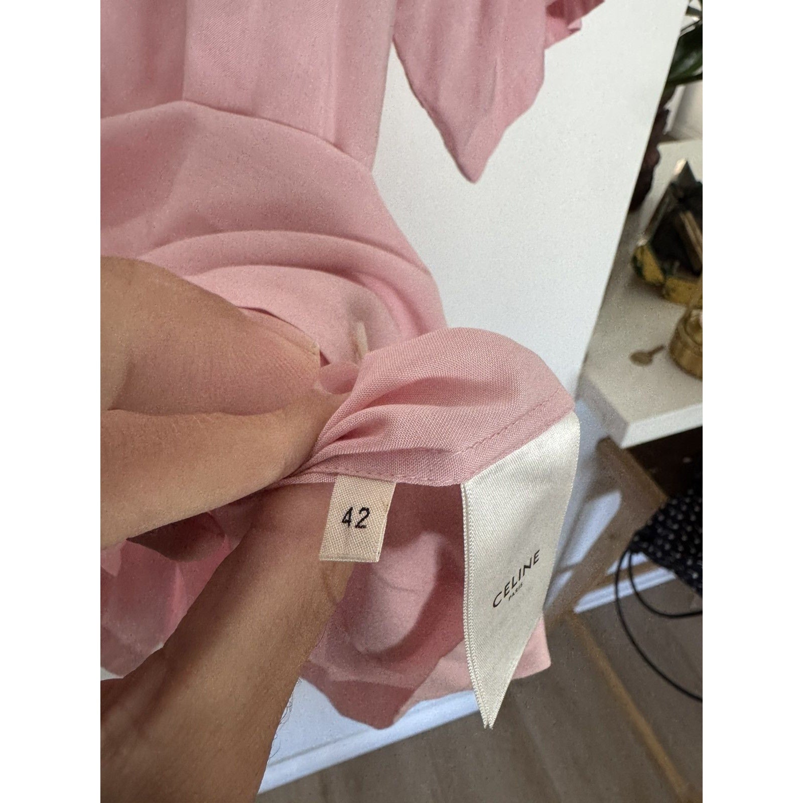 Celine Blush Pink Bowling Shirt Viscose 42