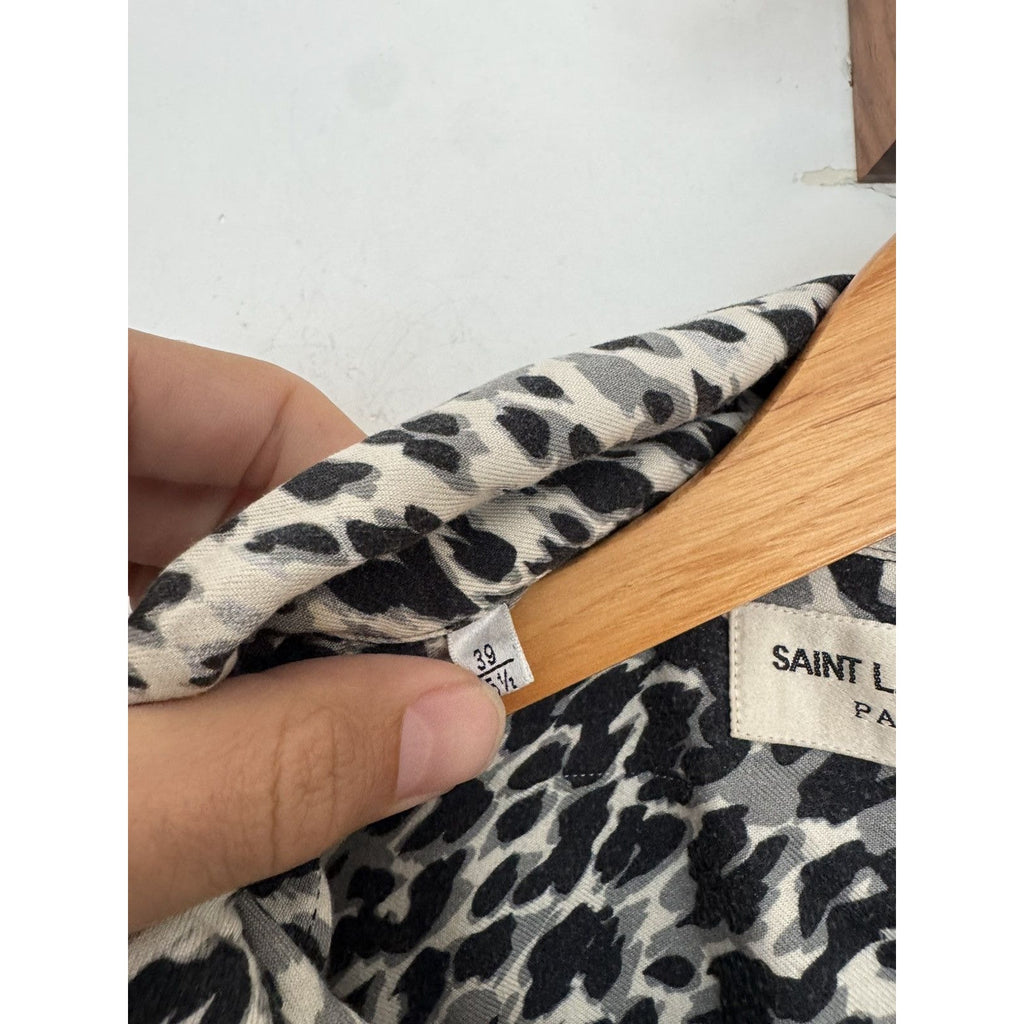 Saint Laurent Viscose SS16 Babycat Camp Shirt 39