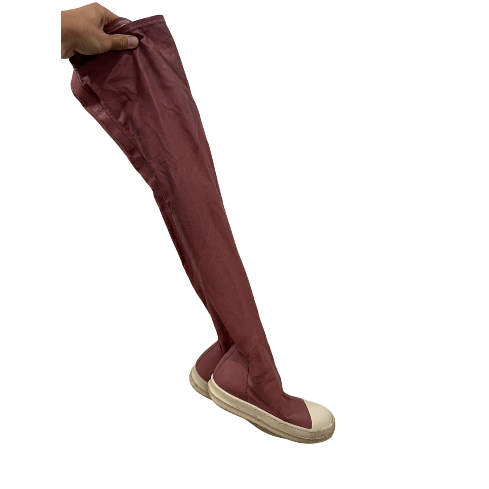 Pink Leather Knee High Sock Ramones 40