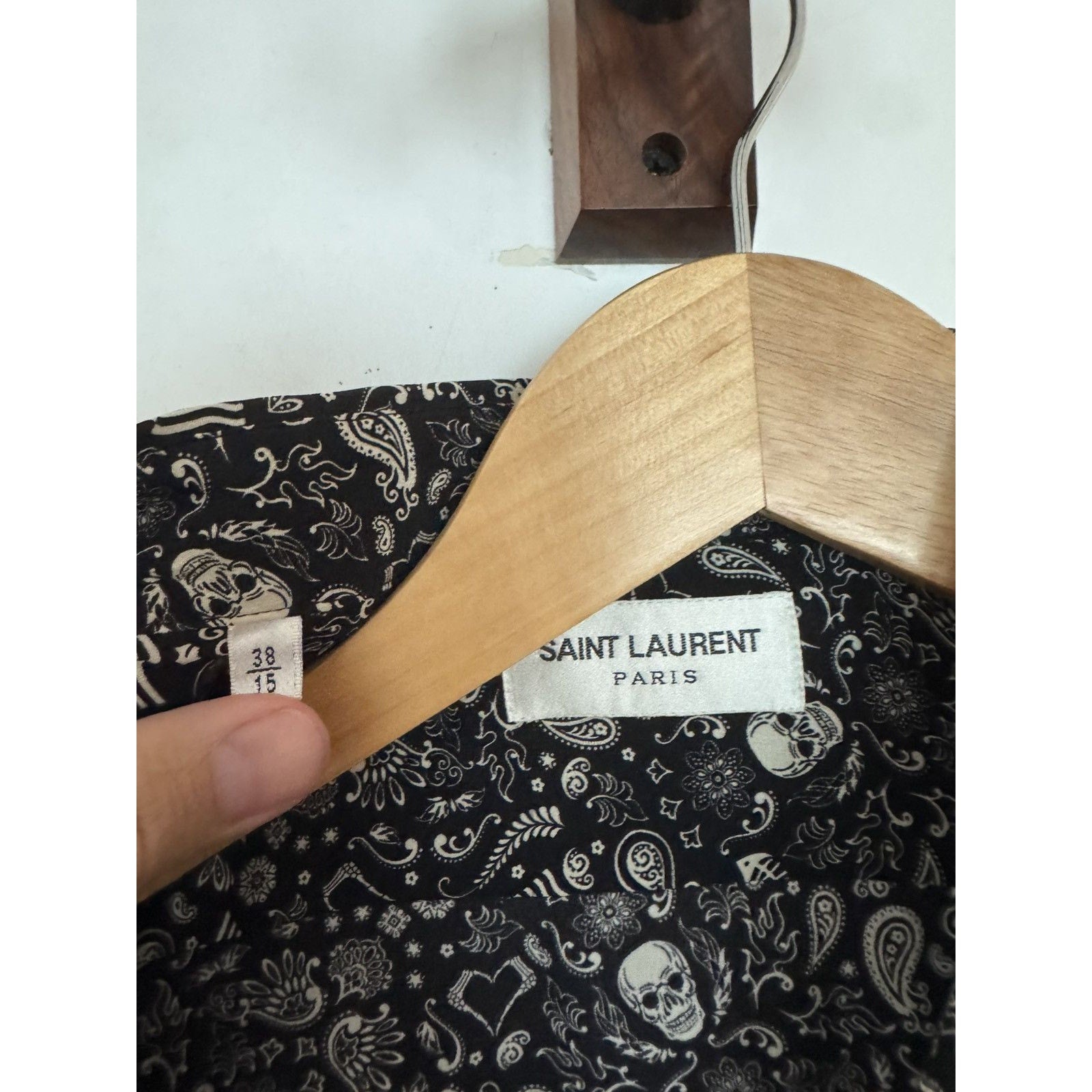 Saint Laurent Silk de crepe skulls shirt 38